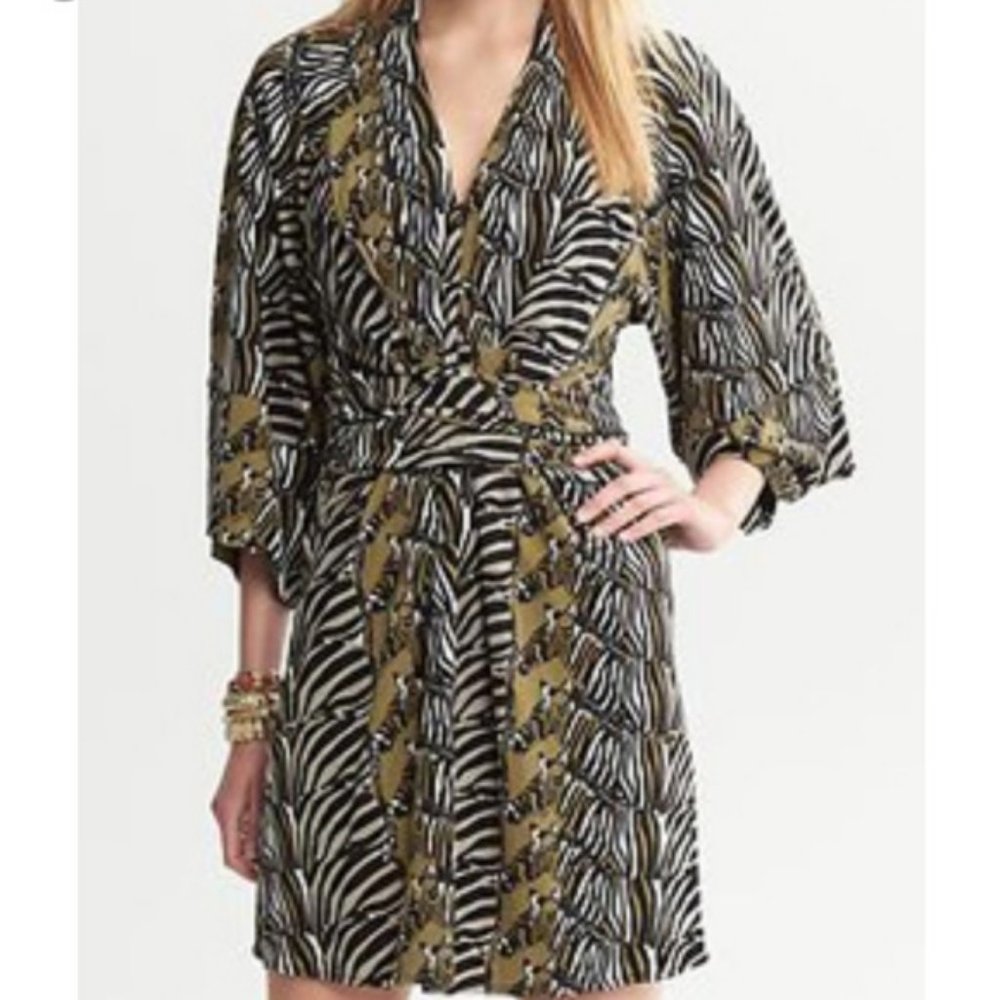 Banana Republic by ISSA London Zebra Print Kimono Dress 10